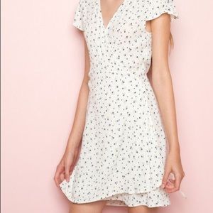 Brandy Melville White & Blue Robbie Wrap Dress